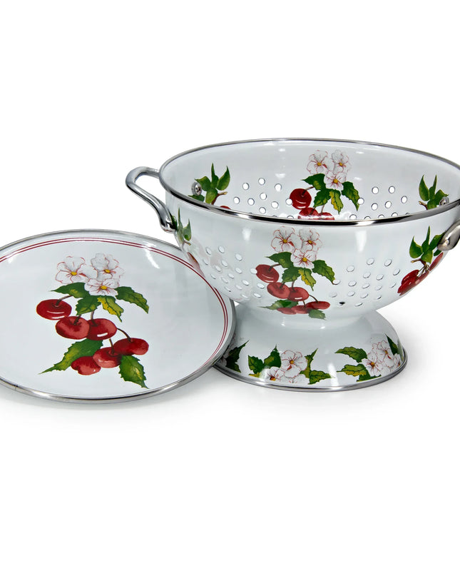 CH107 - Cherry Colander Set - Golden Rabbit Enamelware
