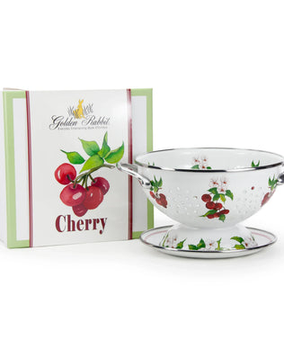 CH107 - Cherry Colander Set - Golden Rabbit Enamelware