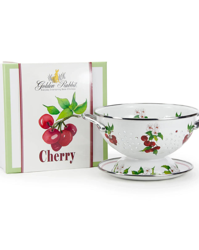 CH107 - Cherry Colander Set - Golden Rabbit Enamelware