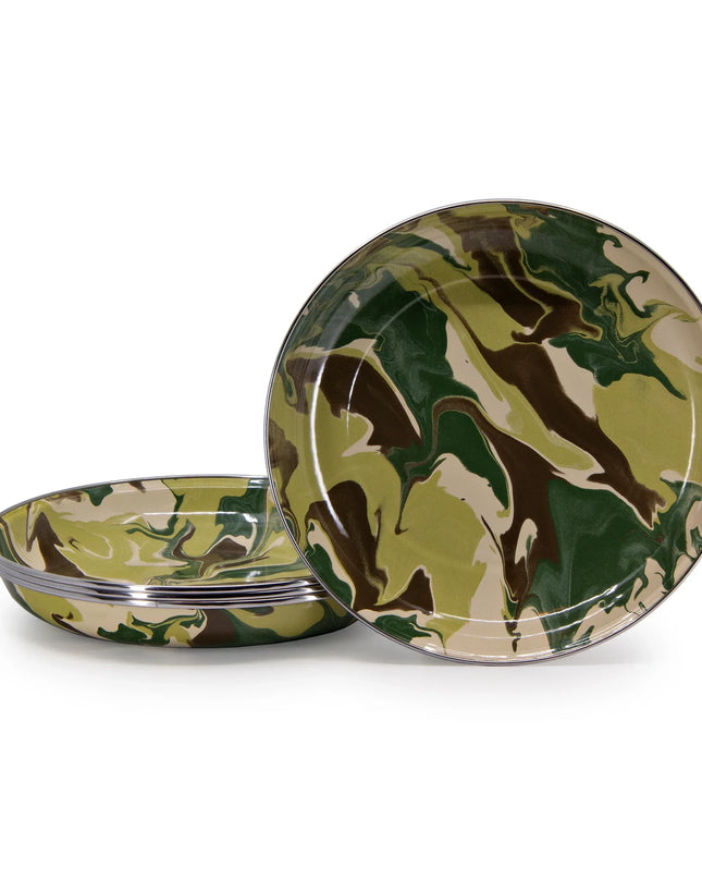 CM04S4 - Camouflage Pasta Plates - Set of 4 - Golden Rabbit Enamelware