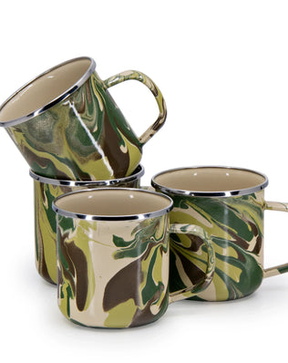 CM05S4 - Camouflage 12 oz Mugs - Set of 4 - Golden Rabbit Enamelware