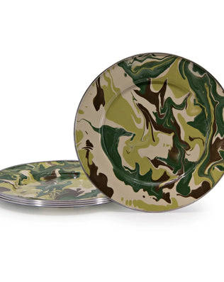 CM07S4 - Camouflage Dinner Plates - Set of 4 - Golden Rabbit Enamelware
