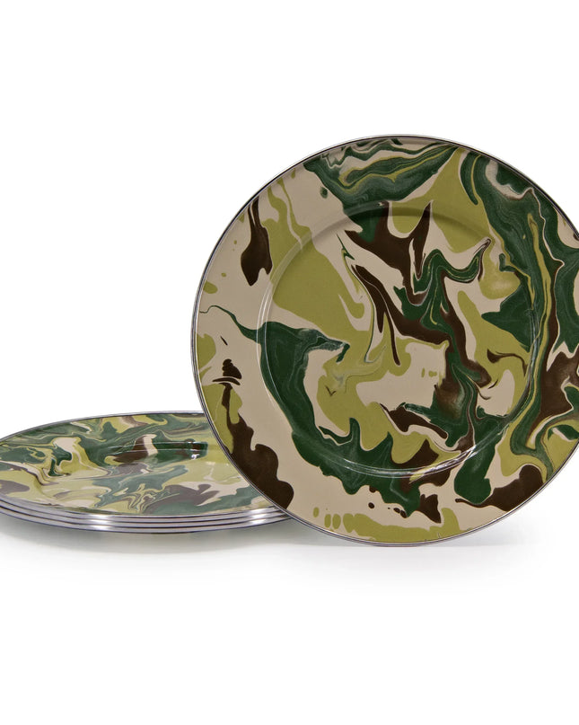 CM07S4 - Camouflage Dinner Plates - Set of 4 - Golden Rabbit Enamelware