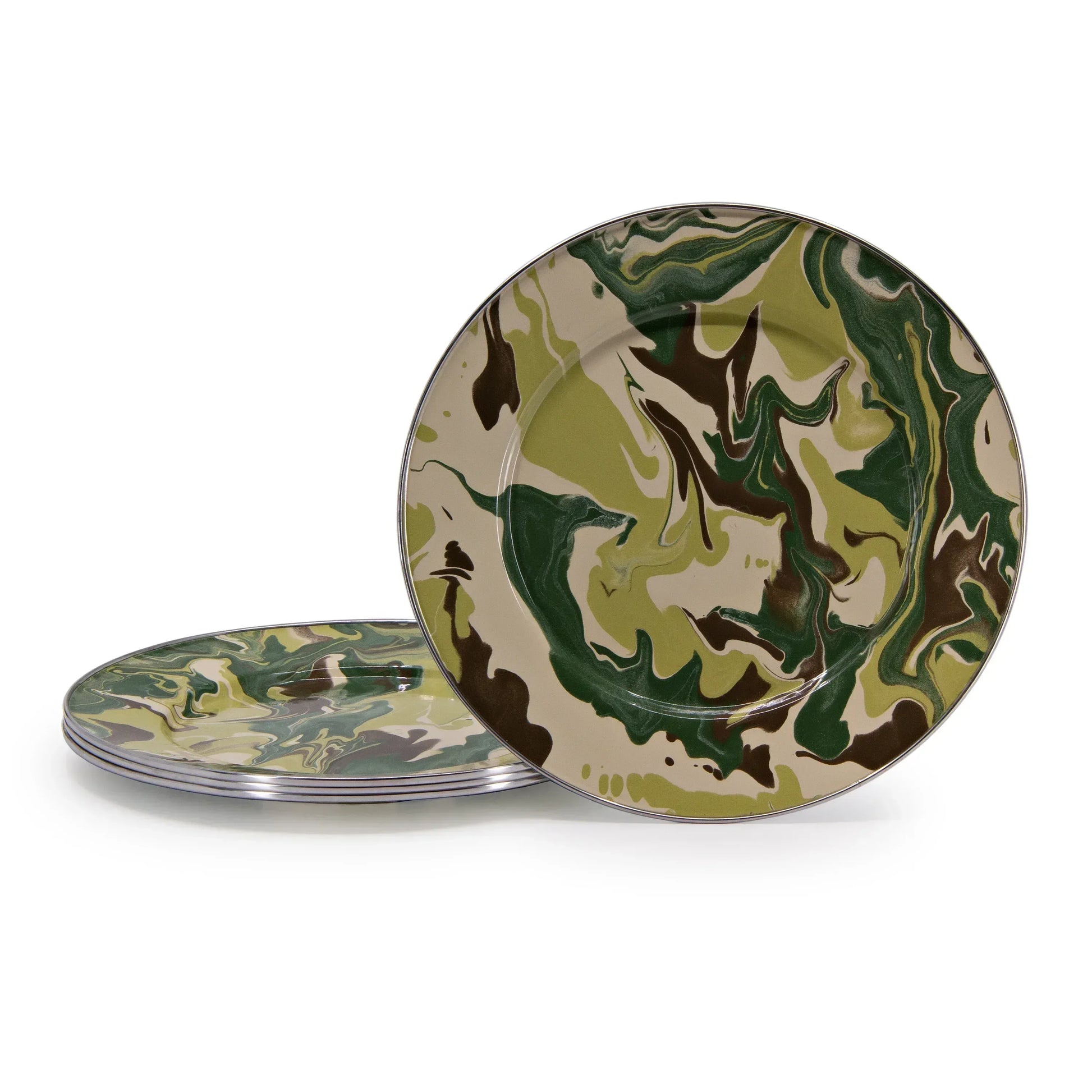 CM07S4 - Camouflage Dinner Plates - Set of 4 - Golden Rabbit Enamelware