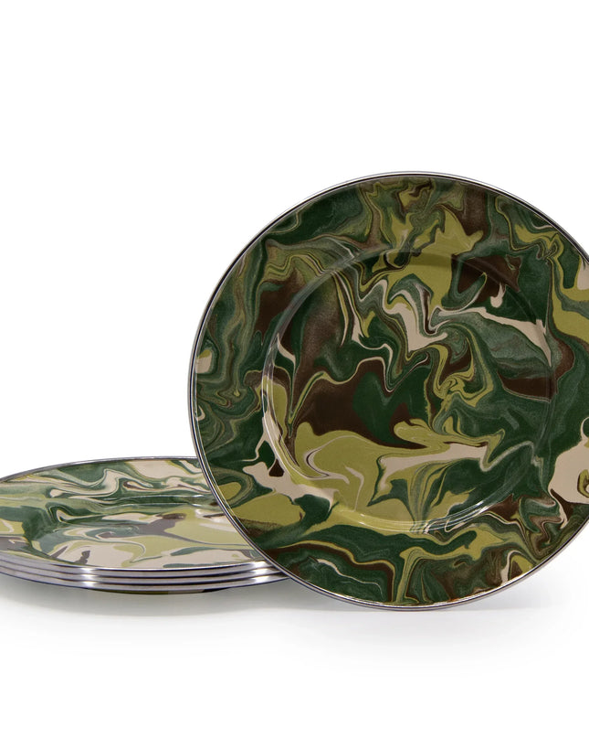 CM11S4 - Camouflage Sandwich Plates - Set of 4 - Golden Rabbit Enamelware