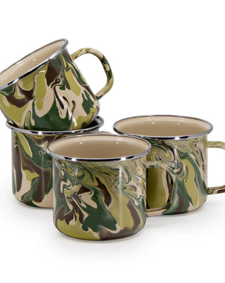 CM28S4 - Camouflage 24 oz Grande Mugs - Set of 4 - Golden Rabbit Enamelware