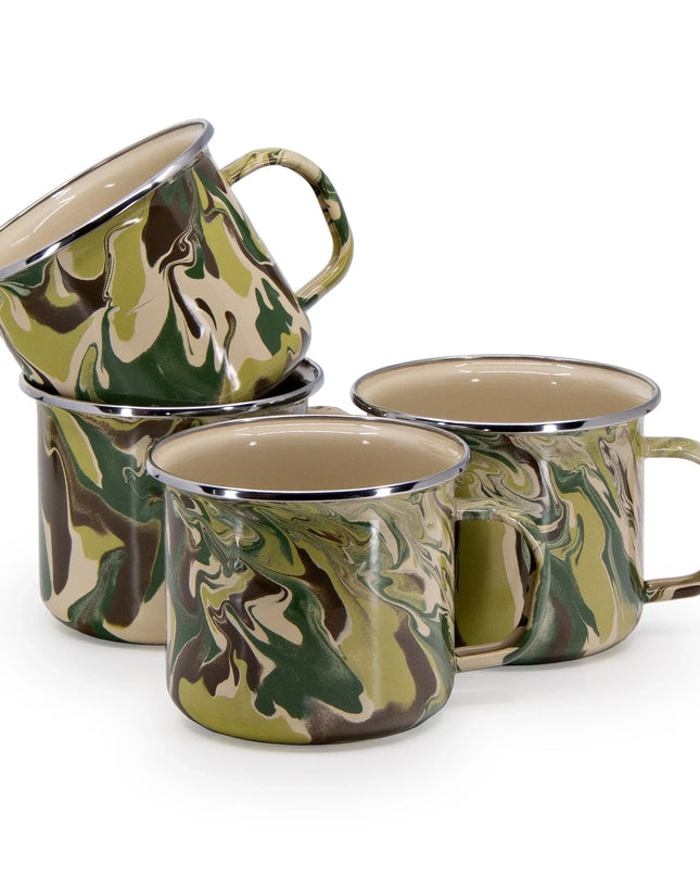 CM28S4 - Camouflage 24 oz Grande Mugs - Set of 4 - Golden Rabbit Enamelware