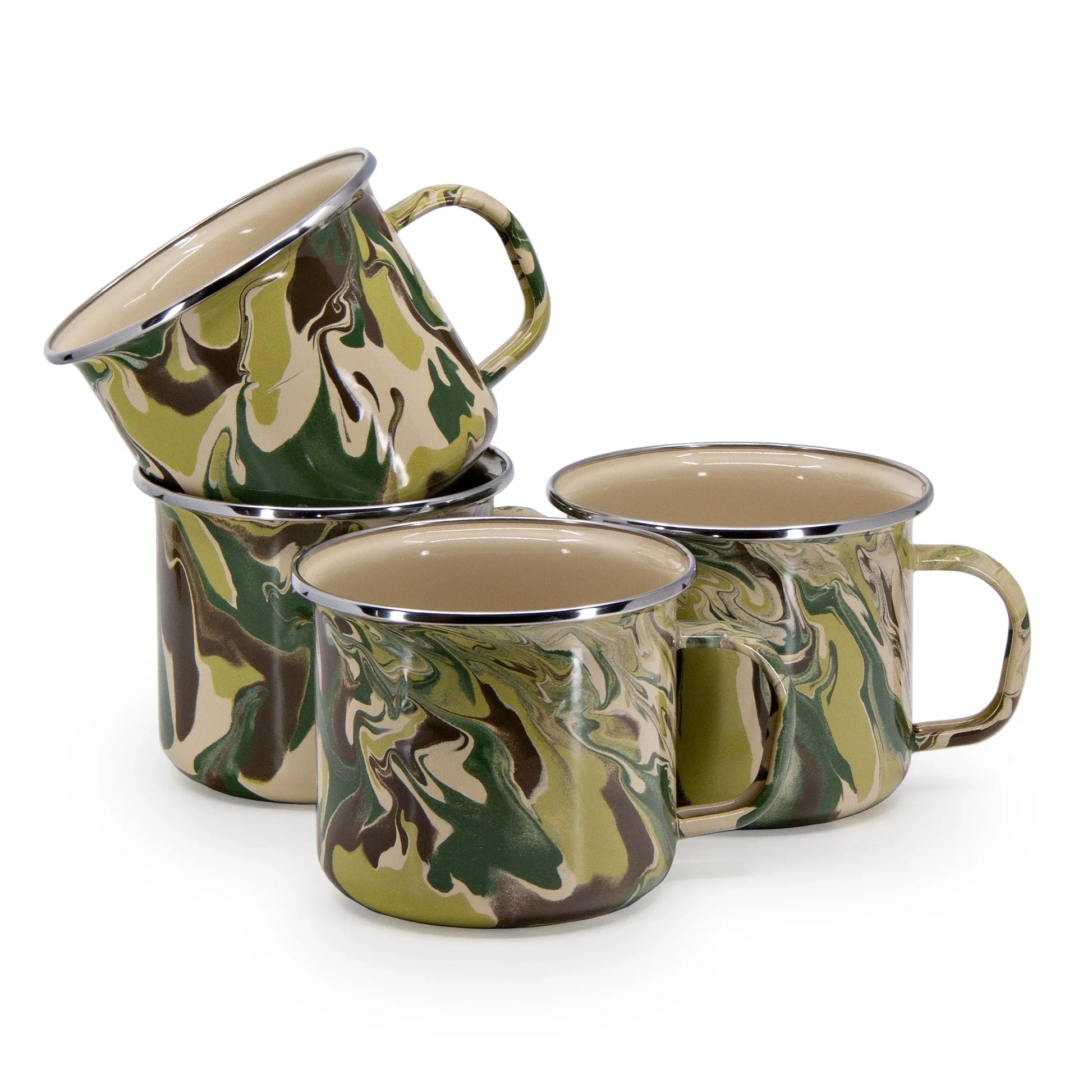 CM28S4 - Camouflage 24 oz Grande Mugs - Set of 4 - Golden Rabbit Enamelware