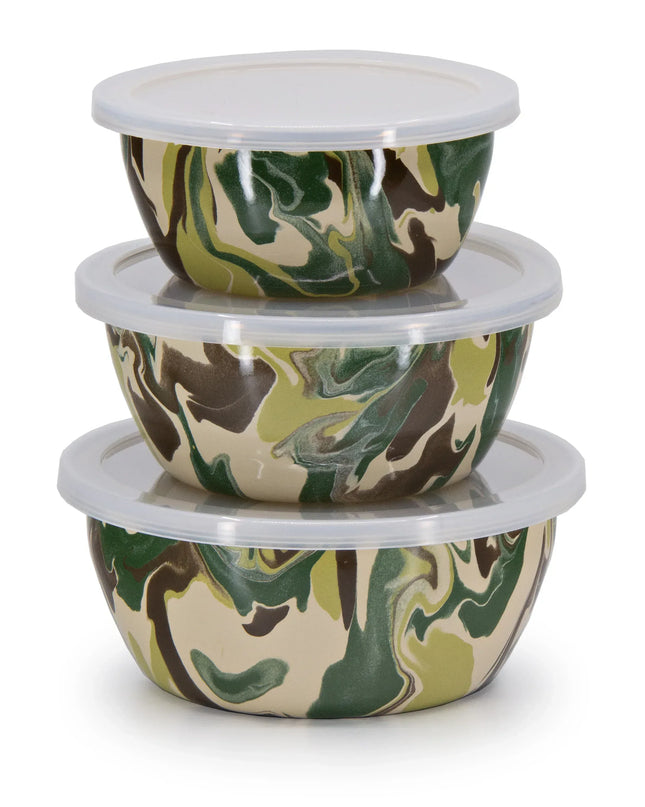 CM30 - Camouflage Nesting Bowls - Golden Rabbit Enamelware
