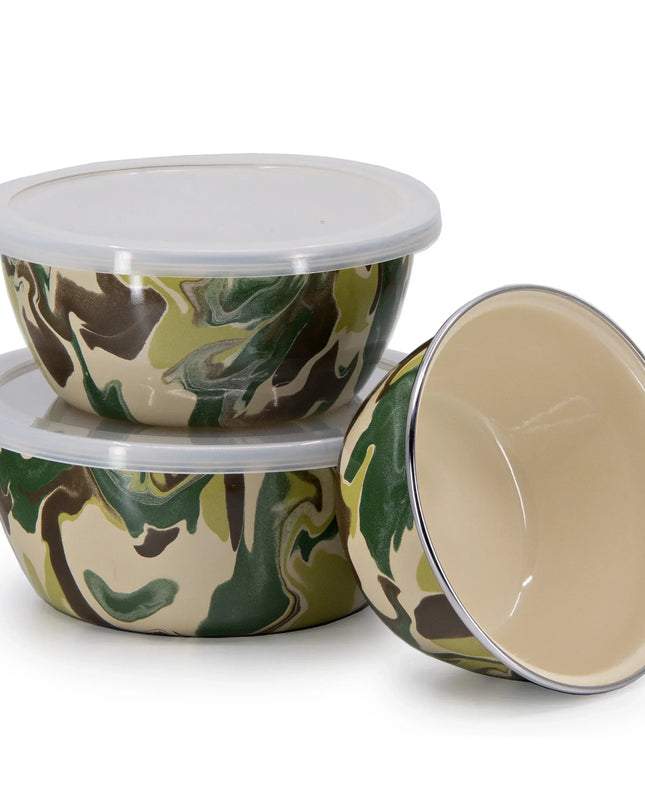 CM30 - Camouflage Nesting Bowls - Golden Rabbit Enamelware