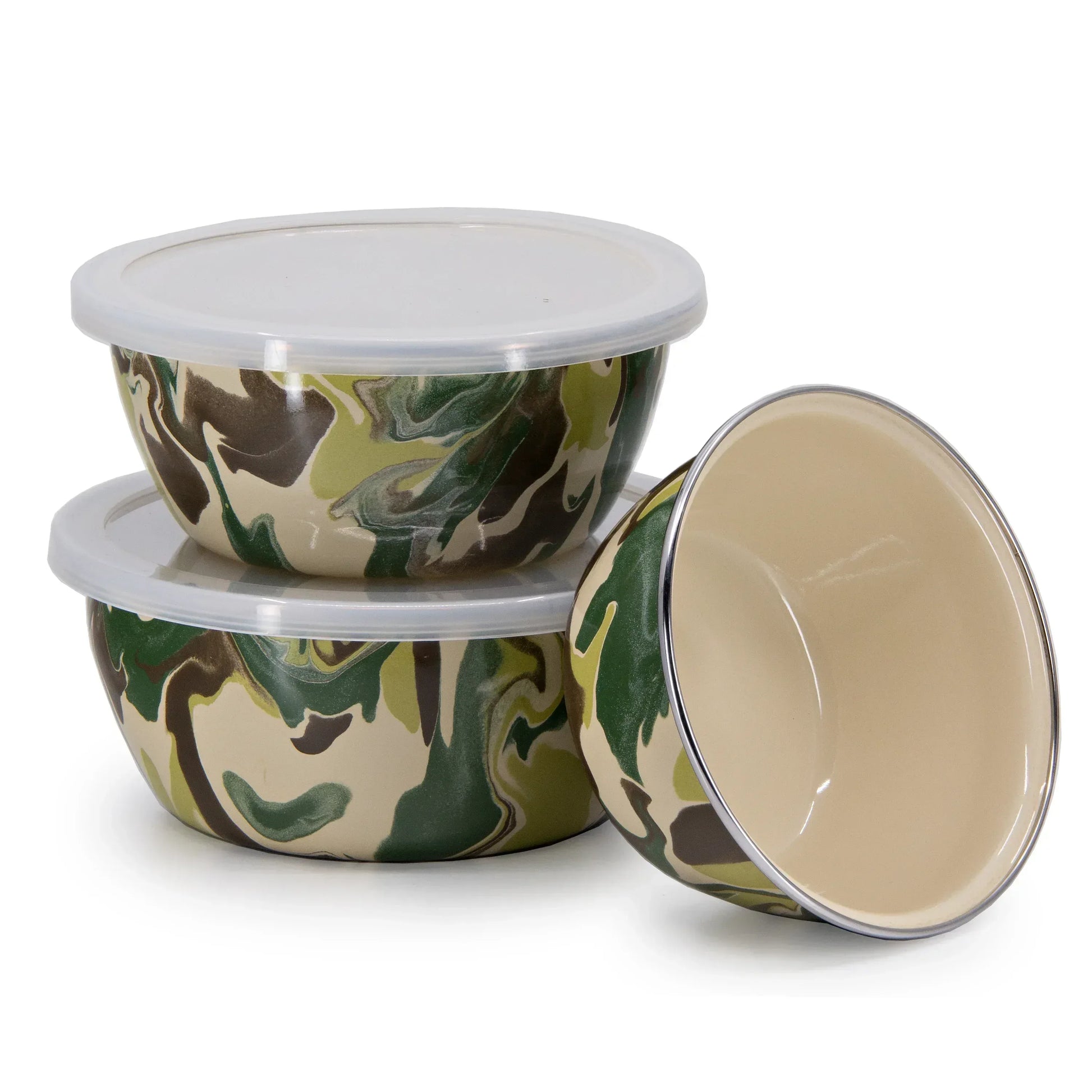 CM30 - Camouflage Nesting Bowls - Golden Rabbit Enamelware