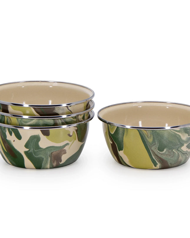 CM61S4 - Camouflage Salad Bowls - Set of 4 - Golden Rabbit Enamelware