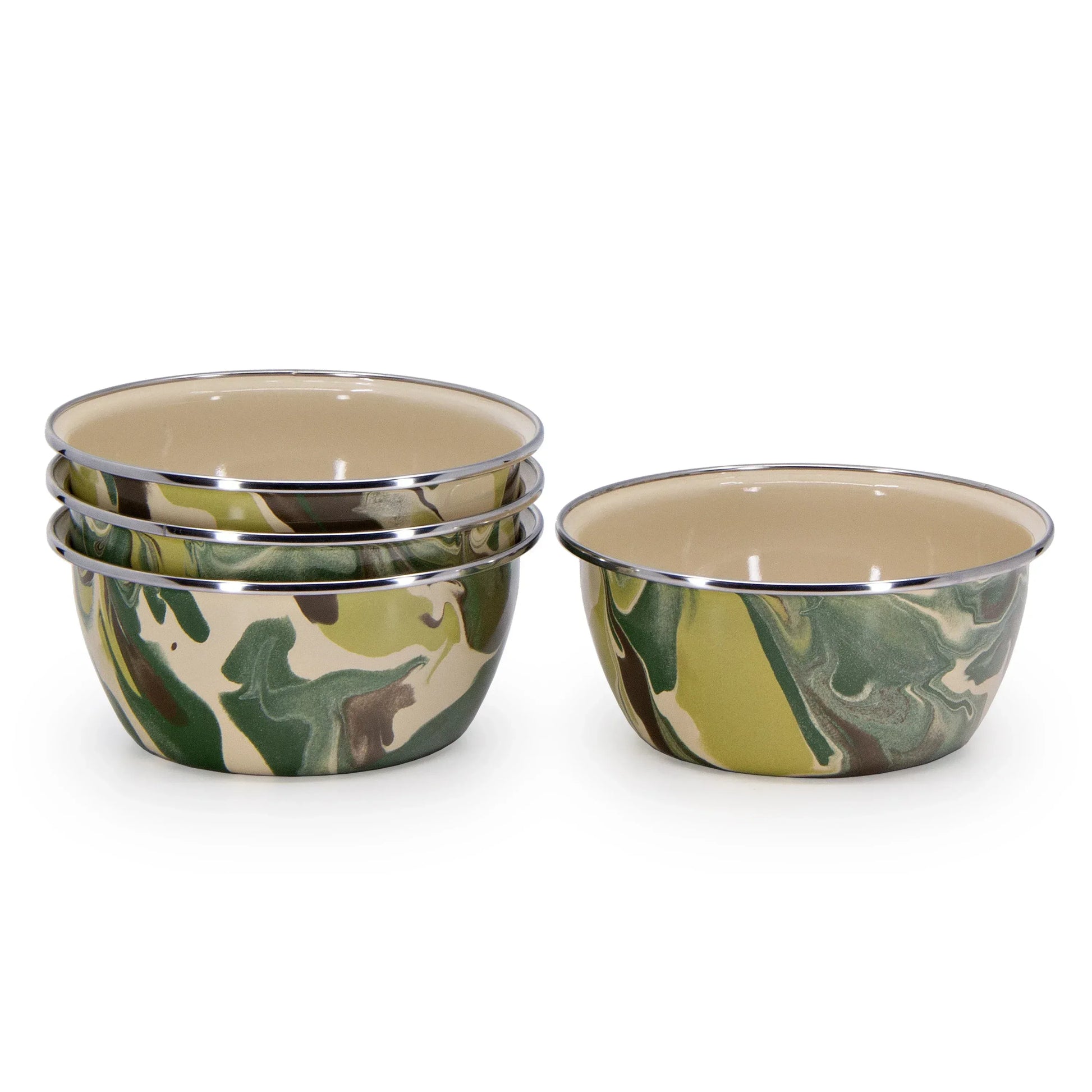 CM61S4 - Camouflage Salad Bowls - Set of 4 - Golden Rabbit Enamelware
