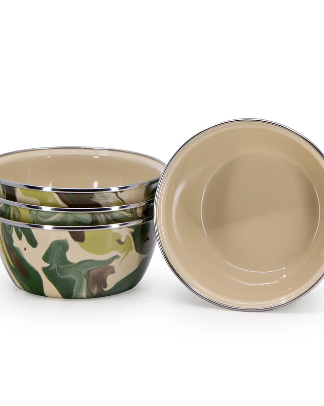 CM61S4 - Camouflage Salad Bowls - Set of 4 - Golden Rabbit Enamelware