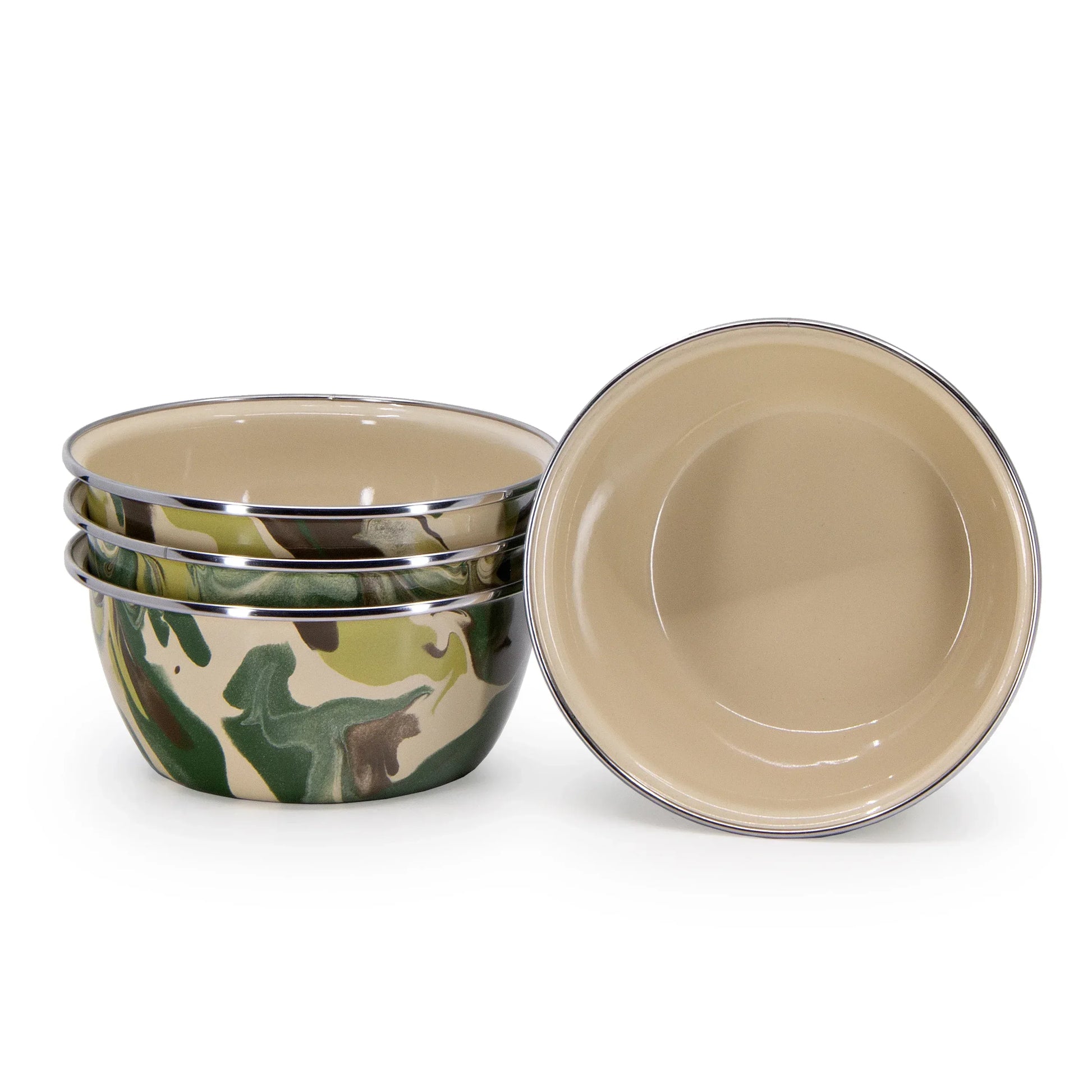 CM61S4 - Camouflage Salad Bowls - Set of 4 - Golden Rabbit Enamelware