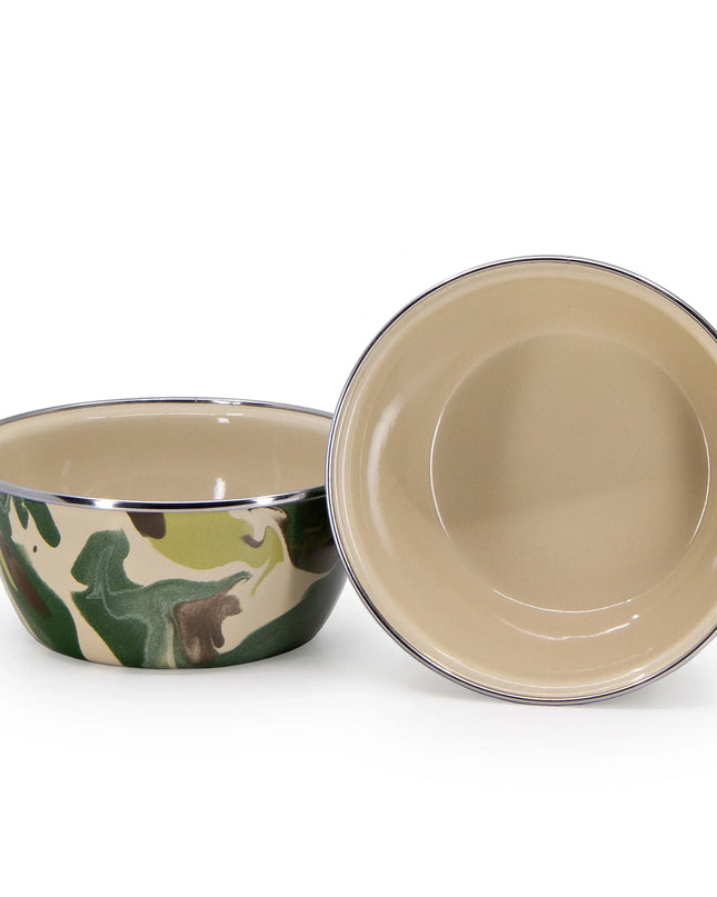 CM61S4 - Camouflage Salad Bowls - Set of 4 - Golden Rabbit Enamelware