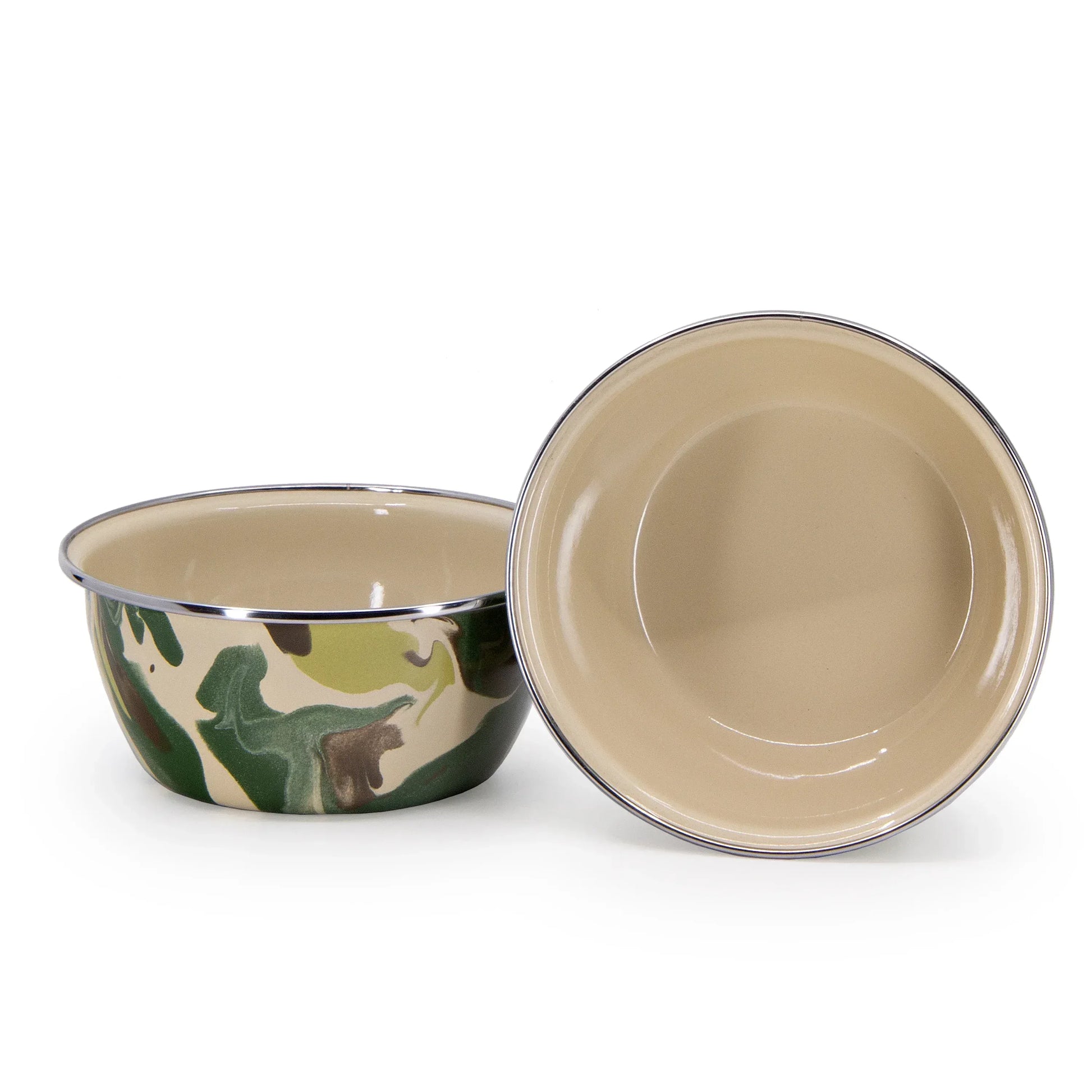 CM61S4 - Camouflage Salad Bowls - Set of 4 - Golden Rabbit Enamelware