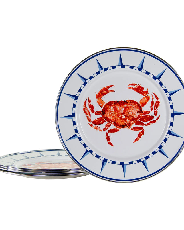 CR07S4 - Crab House Dinner Plates -Set of 4 - Golden Rabbit Enamelware