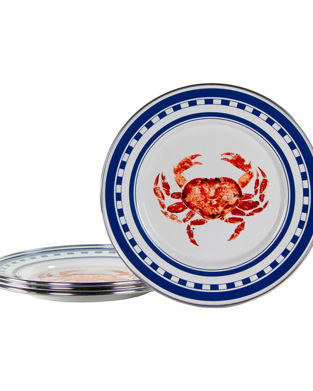 CR11S4 - Crab House Sandwich Plates - Set of 4 - Golden Rabbit Enamelware