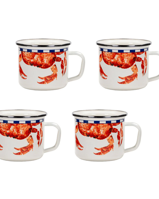 CR28S4 - Crab House 24oz Grande Mugs - Set of 4 - Golden Rabbit Enamelware