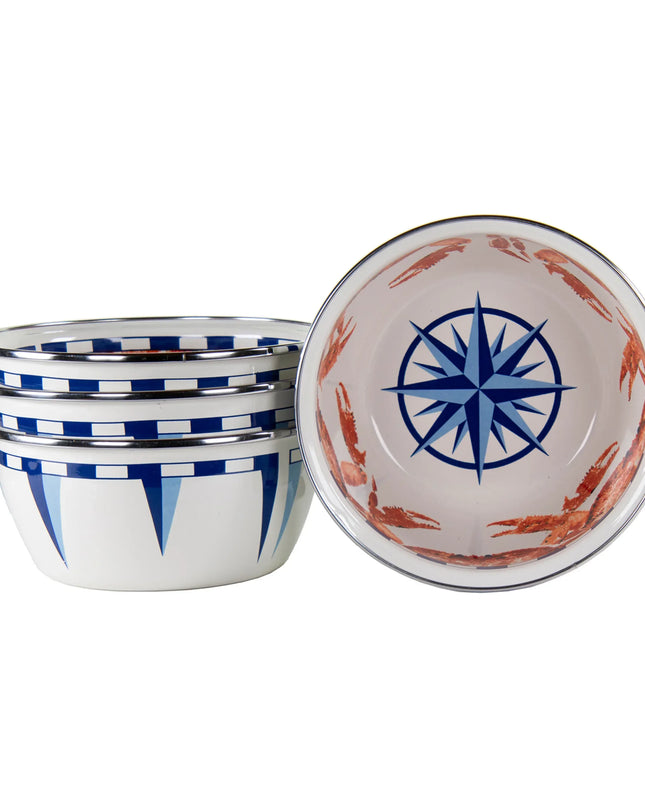 CR61S4 - Crab House Salad Bowls - Set of 4 - Golden Rabbit Enamelware