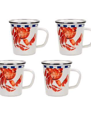 CR66S4 - Crab House 16oz Latte Mugs -Set of 4 - Golden Rabbit Enamelware