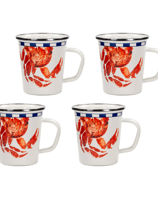 CR66S4 - Crab House 16oz Latte Mugs -Set of 4 - Golden Rabbit Enamelware