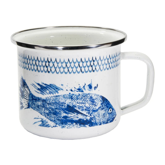 FC28S4 - Fish Camp 24 oz Grande Mugs - Set of 4 - Golden Rabbit Enamelware