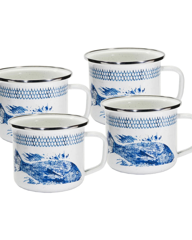 FC28S4 - Fish Camp 24 oz Grande Mugs - Set of 4 - Golden Rabbit Enamelware