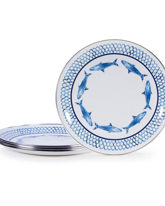 FC56S4 - Fish Camp Dinner Plates - Set of 4 - Golden Rabbit Enamelware