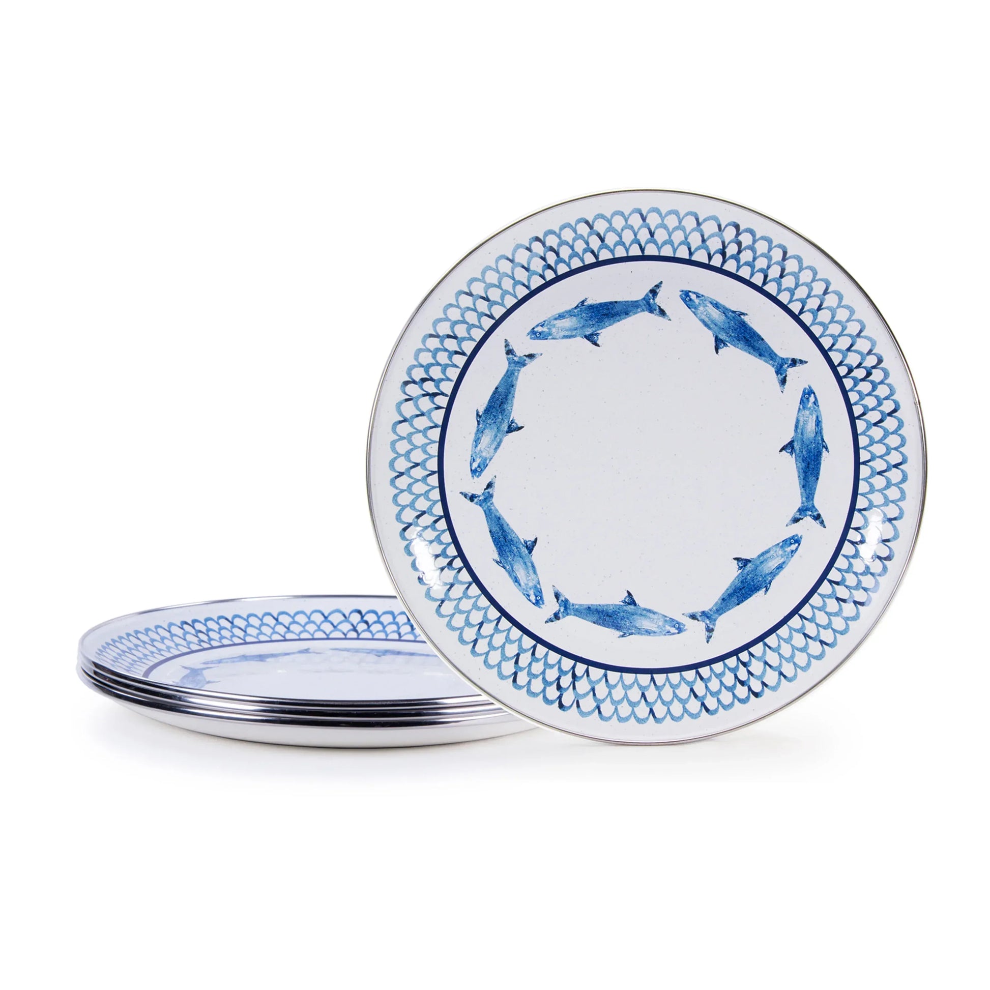 FC56S4 - Fish Camp Dinner Plates - Set of 4 - Golden Rabbit Enamelware