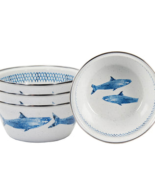 FC61S4 - Fish Camp Salad Bowls - Set of 4 - Golden Rabbit Enamelware
