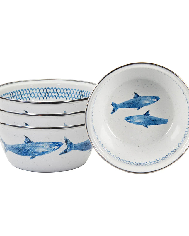 FC61S4 - Fish Camp Salad Bowls - Set of 4 - Golden Rabbit Enamelware