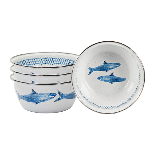 FC61S4 - Fish Camp Salad Bowls - Set of 4 - Golden Rabbit Enamelware