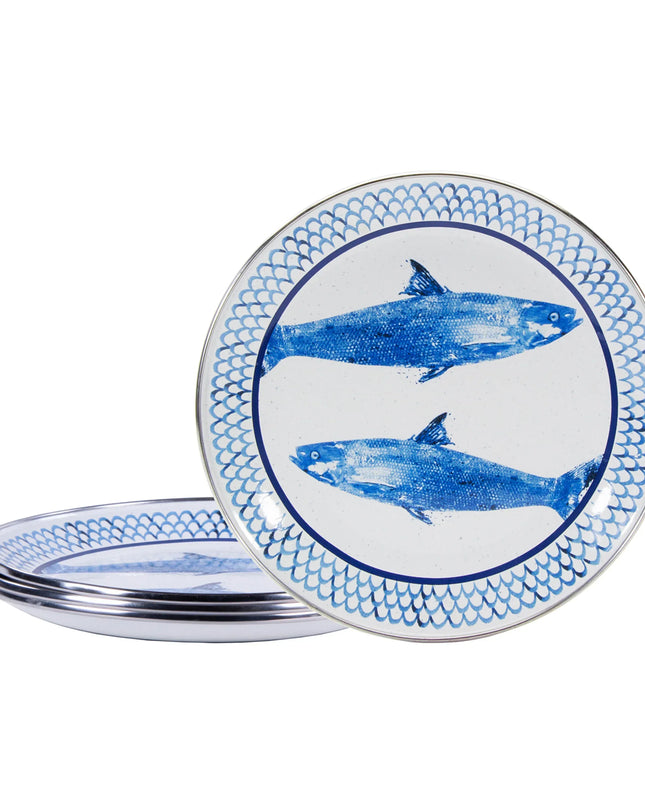 FC69S4 - Fish Camp Sandwich Plates - Set of 4 - Golden Rabbit Enamelware
