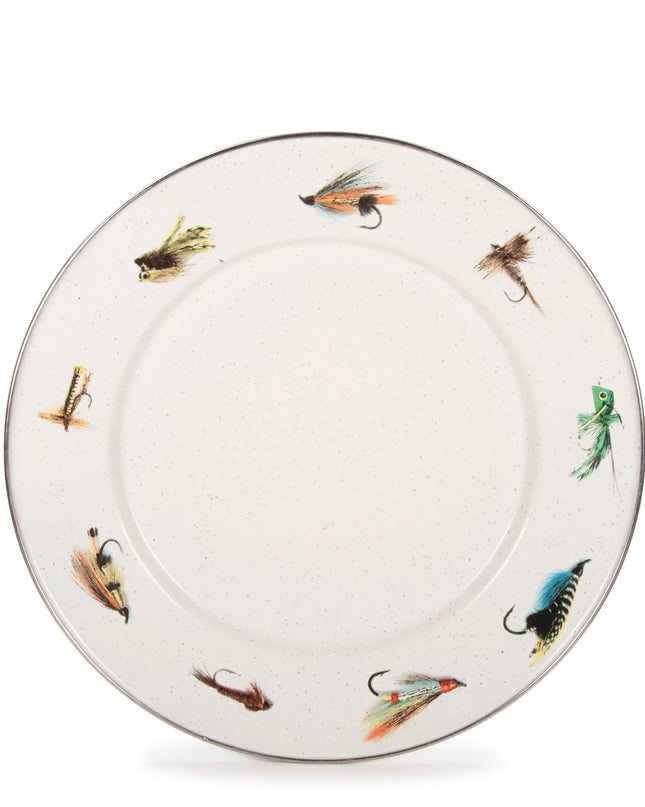 FF07S4 - Fishing Fly Dinner Plates - Set of 4 - Golden Rabbit Enamelware