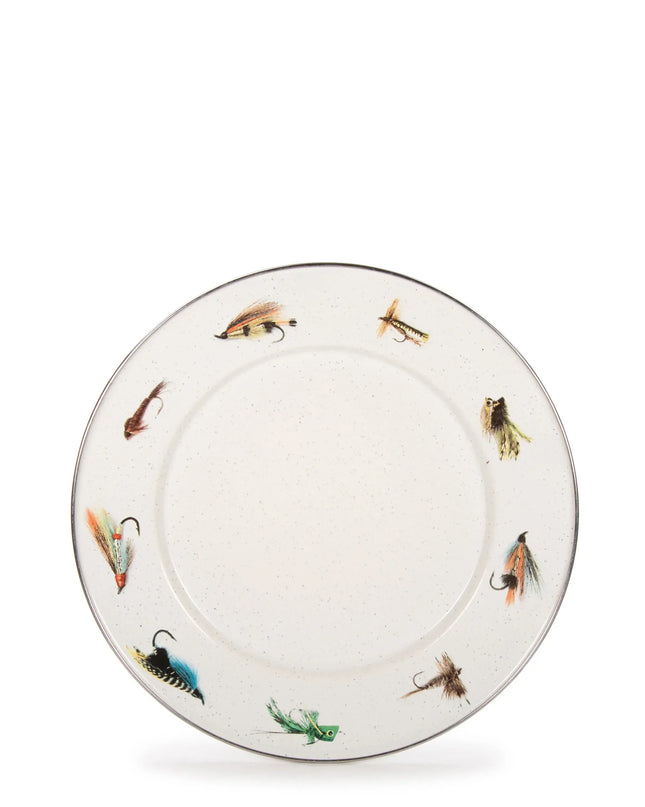 FF11S4 - Fishing Fly Sandwich Plates - Set of 4 - Golden Rabbit Enamelware