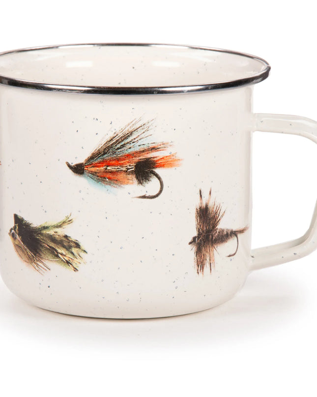 FF28S4 - Fishing Fly 24 oz Grande Mugs- Set of 4 - Golden Rabbit Enamelware