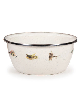 FF61S4 - Fishing Fly Salad Bowls - Set of 4 - Golden Rabbit Enamelware