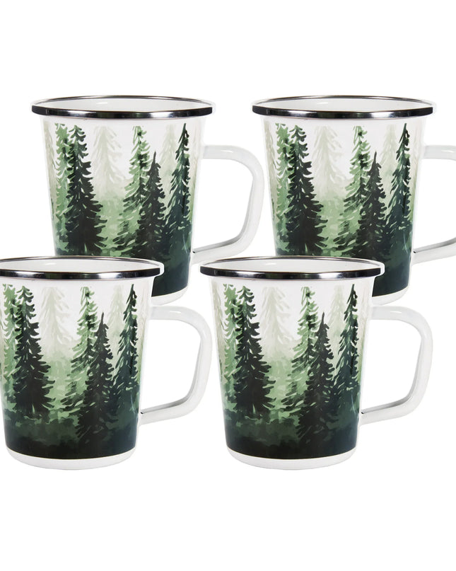 FG66S4 - Forest Glen 16 oz Latte Mugs - Set of 4 - Golden Rabbit Enamelware