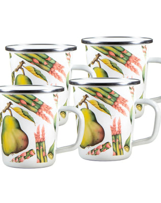 FP66S4 - Fresh Produce 16 oz Latte Mugs - Set of 4 - Golden Rabbit Enamelware