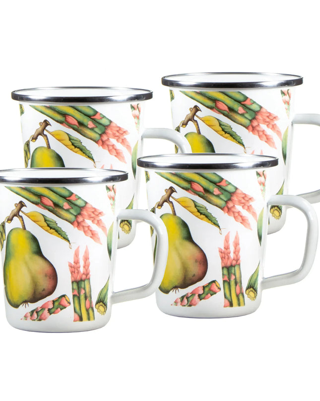 FP66S4 - Fresh Produce 16 oz Latte Mugs - Set of 4 - Golden Rabbit Enamelware