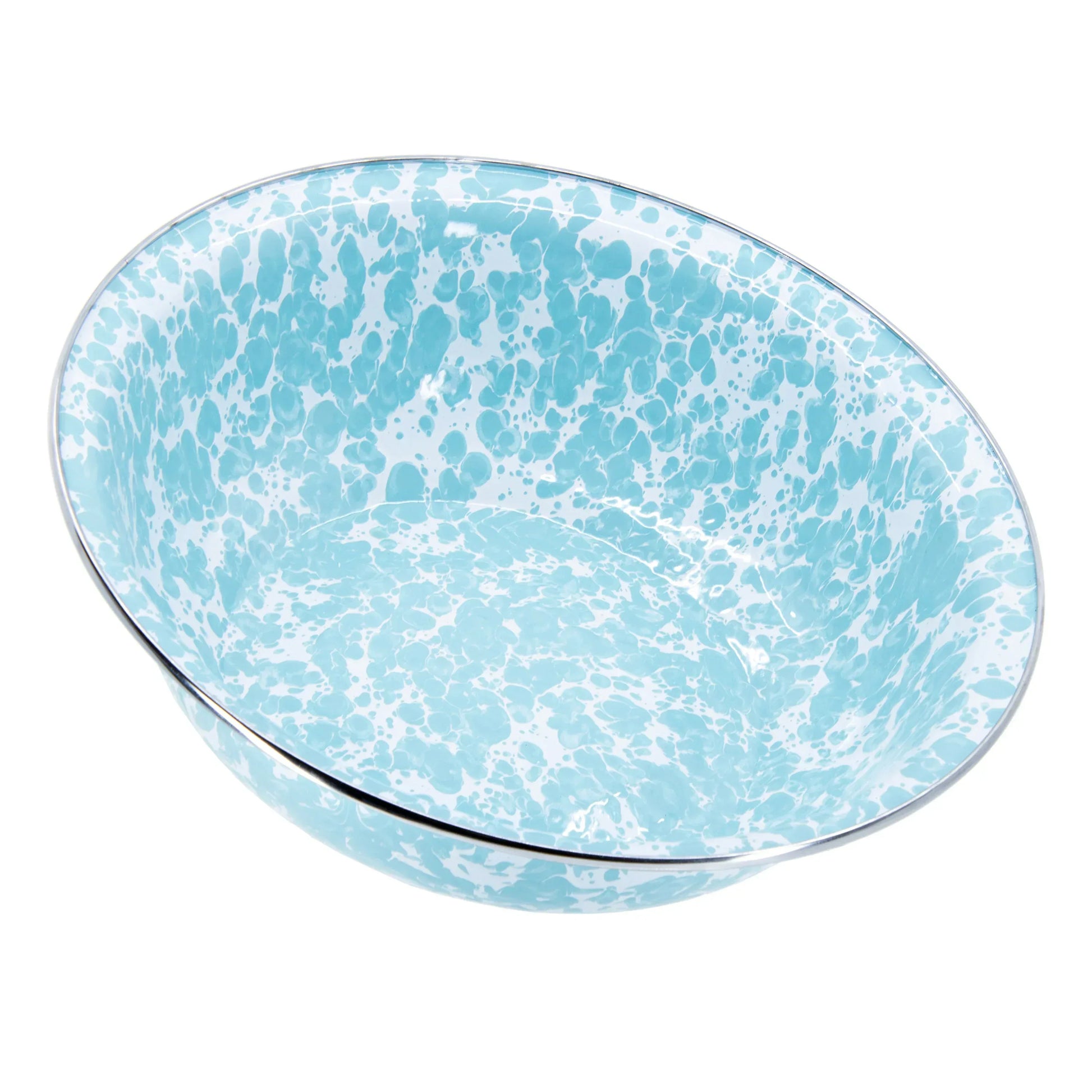 GL03 - Sea Glass Swirl Serving Bowl - Golden Rabbit Enamelware