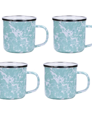 GL05S4 - Sea Glass Swirl 12 oz Mugs - Set of 4 - Golden Rabbit Enamelware