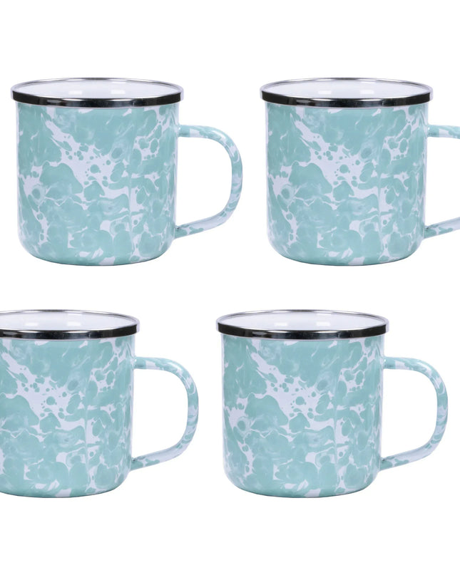 GL05S4 - Sea Glass Swirl 12 oz Mugs - Set of 4 - Golden Rabbit Enamelware