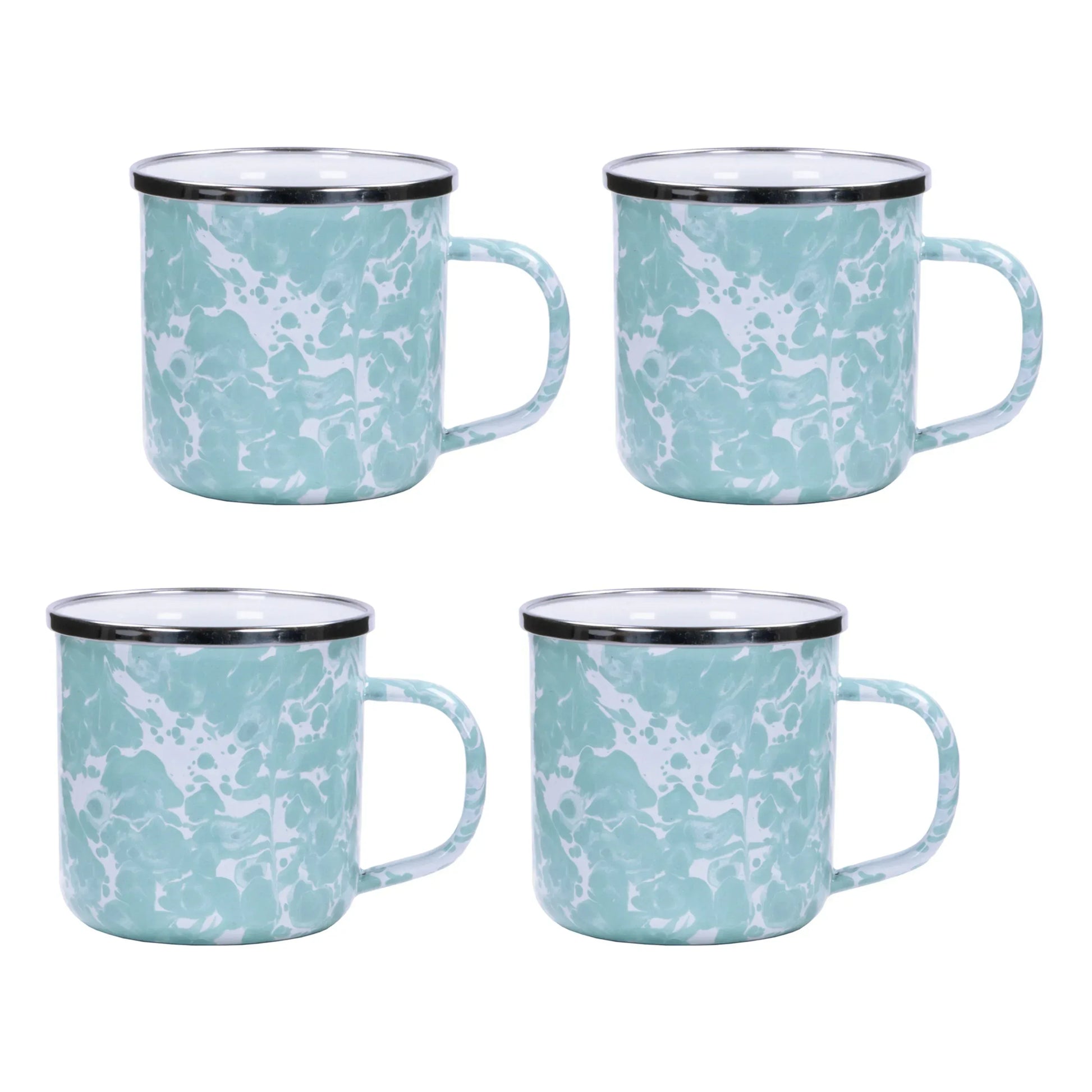 GL05S4 - Sea Glass Swirl 12 oz Mugs - Set of 4 - Golden Rabbit Enamelware
