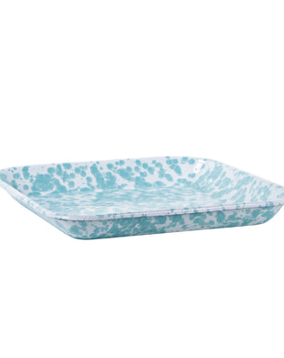 GL09S2 - Sea Glass Swirl Square Trays - Set of 2 - Golden Rabbit Enamelware