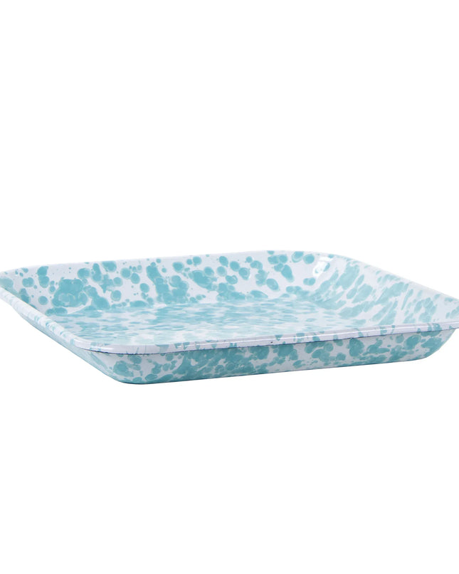 GL09S2 - Sea Glass Swirl Square Trays - Set of 2 - Golden Rabbit Enamelware