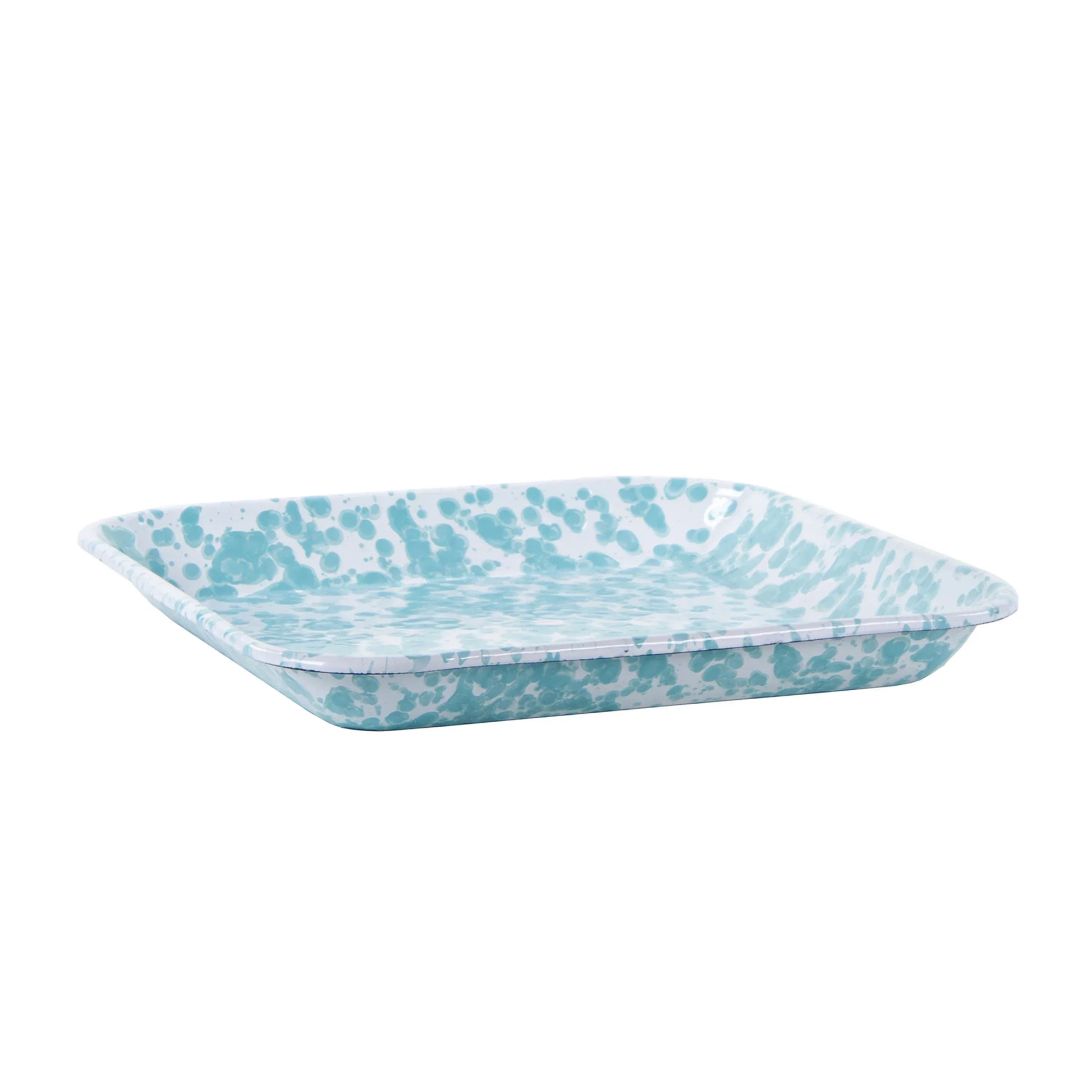 GL09S2 - Sea Glass Swirl Square Trays - Set of 2 - Golden Rabbit Enamelware