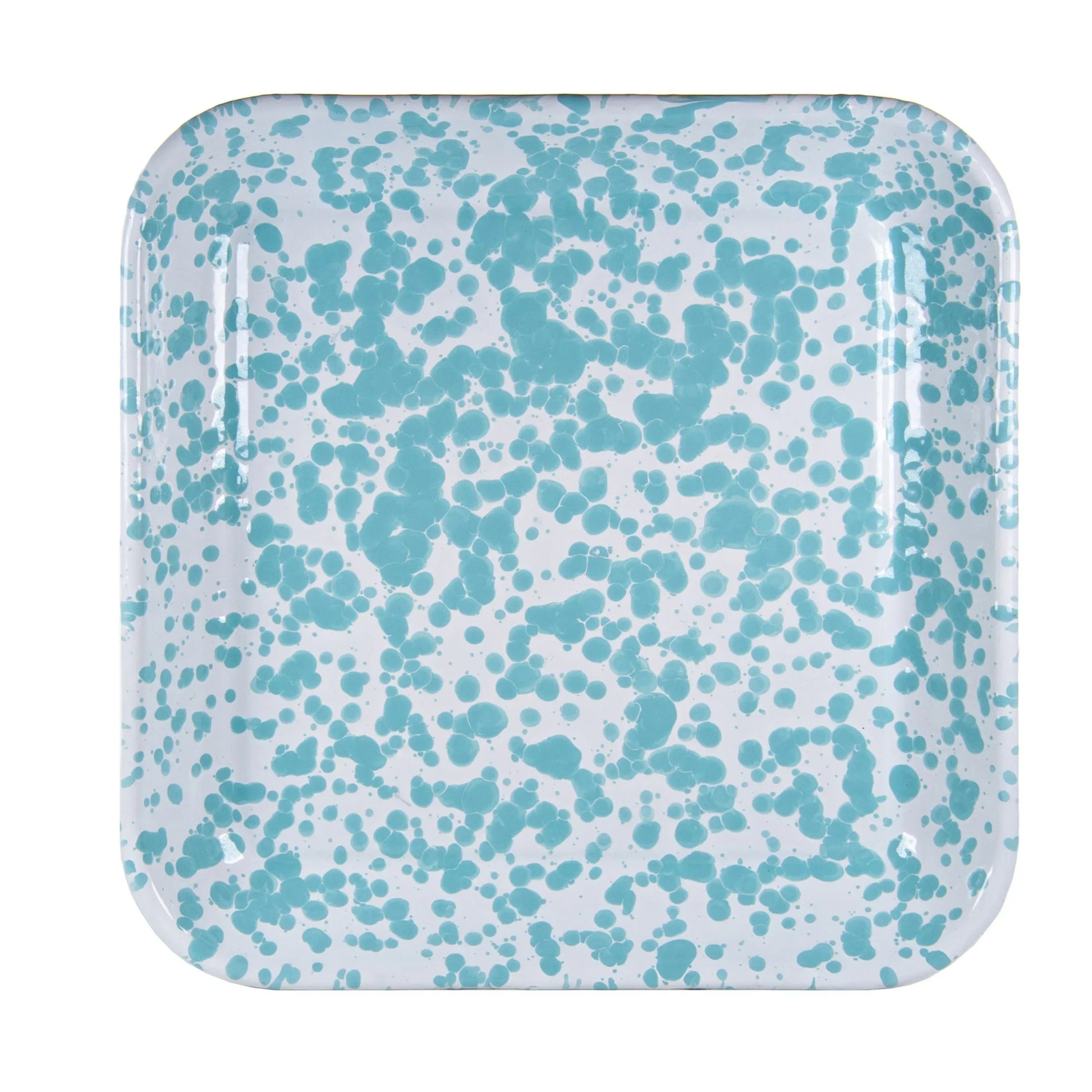 GL09S2 - Sea Glass Swirl Square Trays - Set of 2 - Golden Rabbit Enamelware